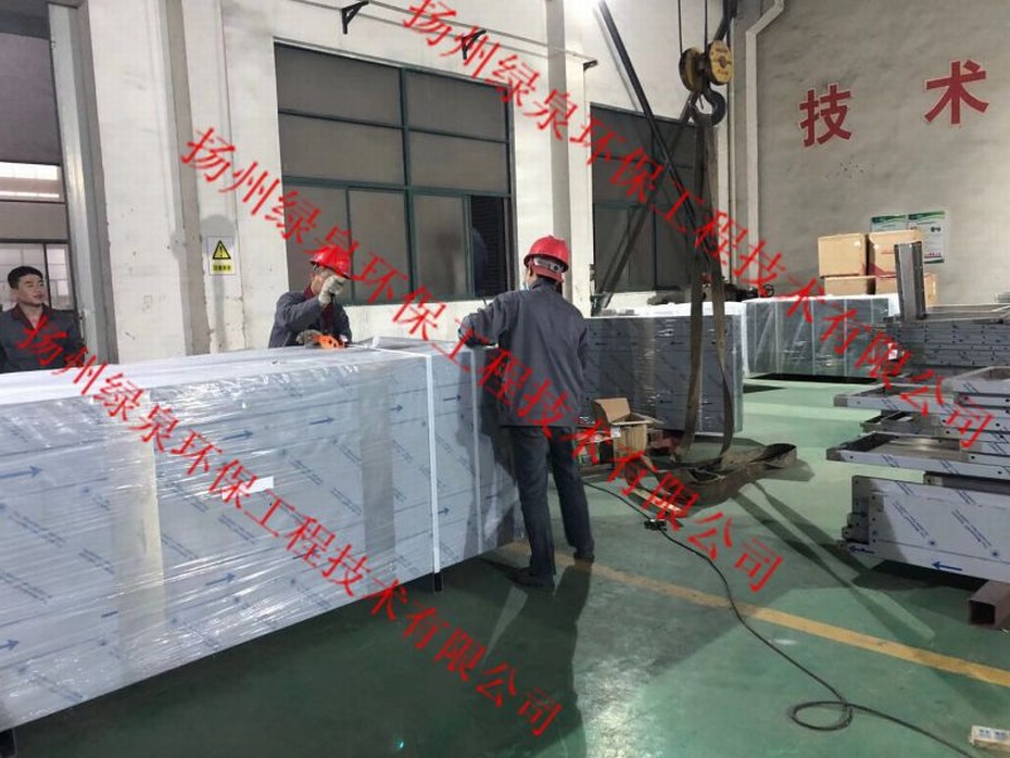 扬州绿泉环保出口中东阿曼27万风量沸石转轮+RTO工程设备采用新的创造性制造工艺结构，已制作完毕，正在打包，准备发货